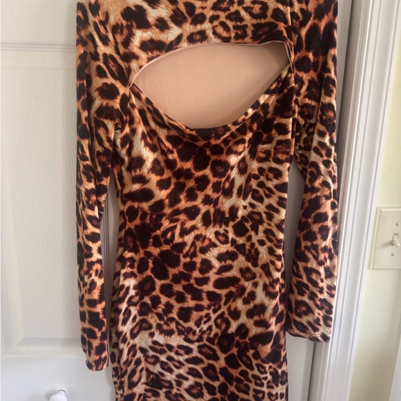 Leopard Print Long Sleeve Dress - Picture 2 of 5